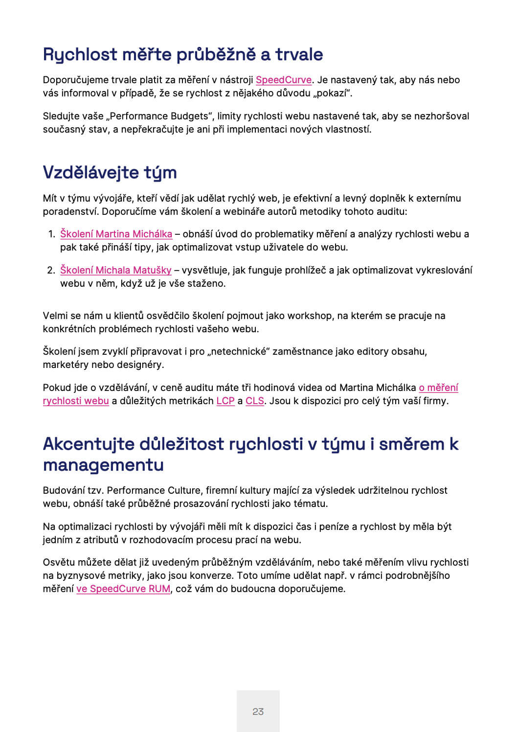 PageSpeed.ONE Audit: Allgemeine Managementempfehlungen