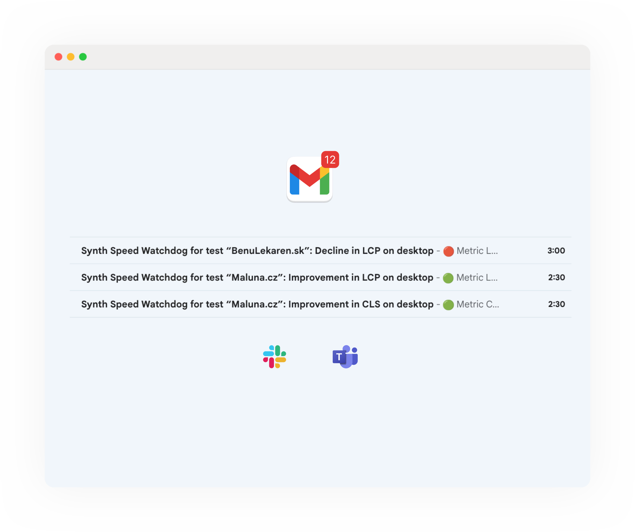 PageSpeed.ONE monitoring, notifikace a reporty do kanálů