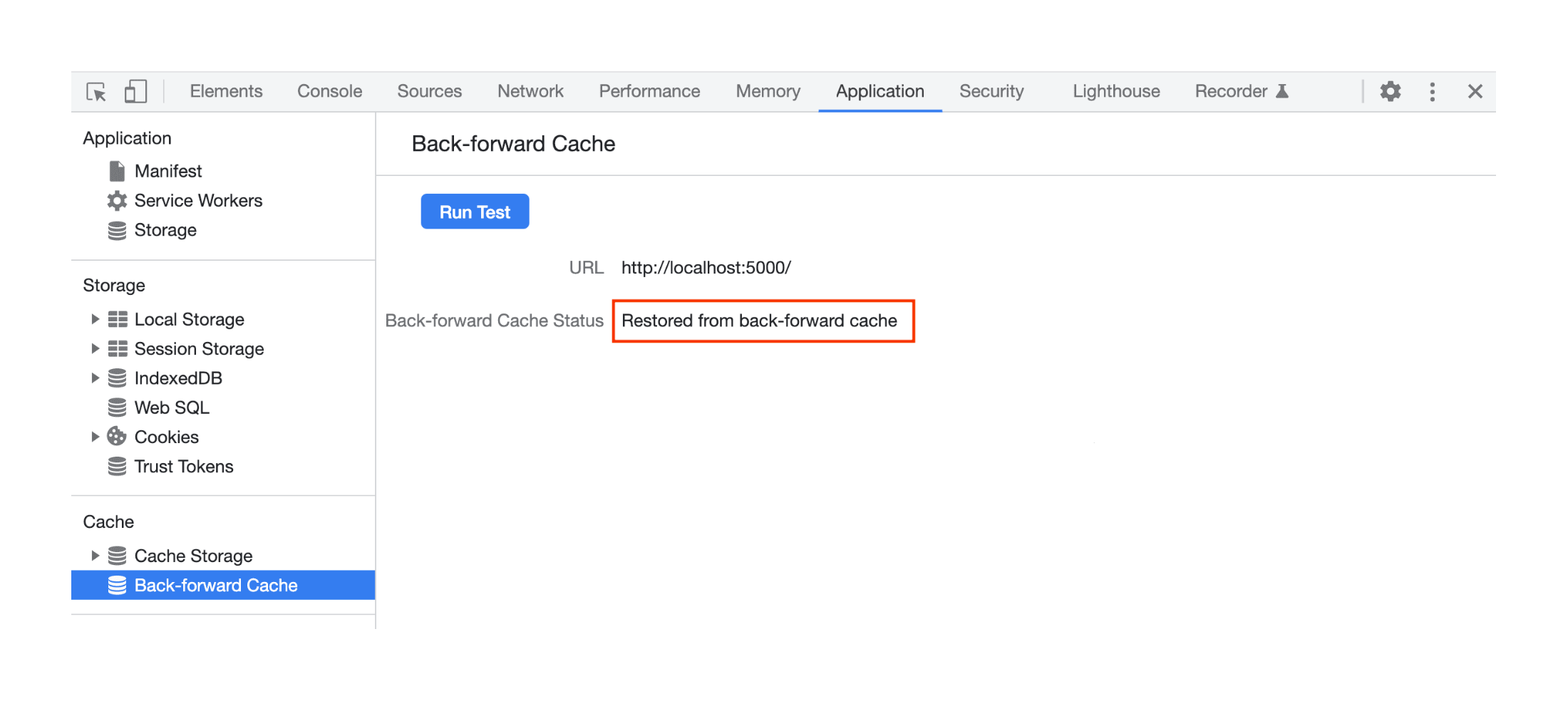 BFcache otestuje v záložce Application v DevTools