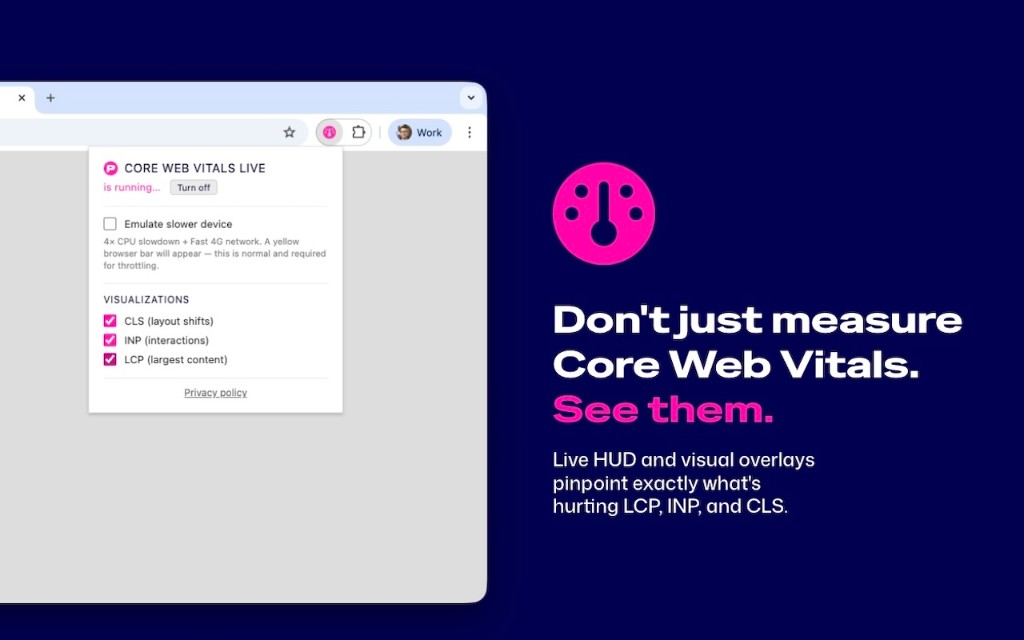 Rozšíření Core Web Vitals Live